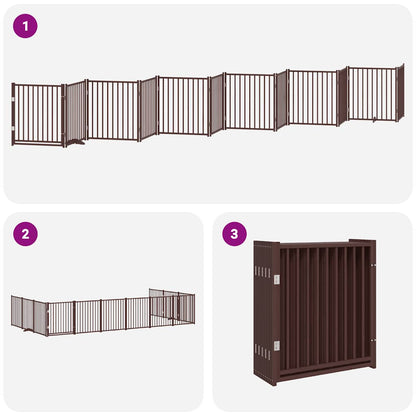 Barrière pour chien porte pliable 12 panneaux bois de peuplier - Imagem 6