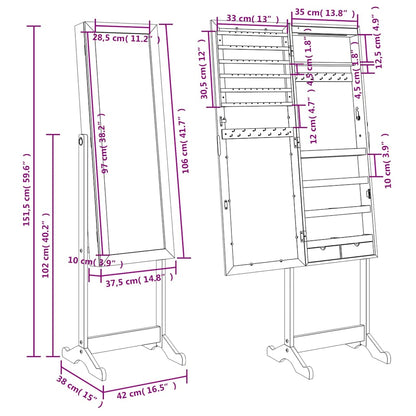 Armoire à bijoux miroir avec lumières LED sur pied - Imagem 12