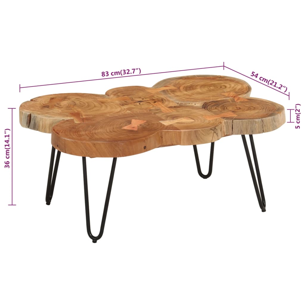 Table basse 36 cm 6 troncs bois d'acacia massif - Imagem 6