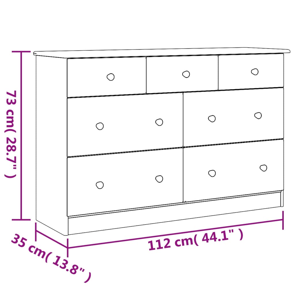 Commode ALTA  112x35x73 cm bois massif de pin - Imagem 8