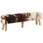 Banc marron et blanc 160x28x50 cm cuir de chèvre véritable - Imagem 1