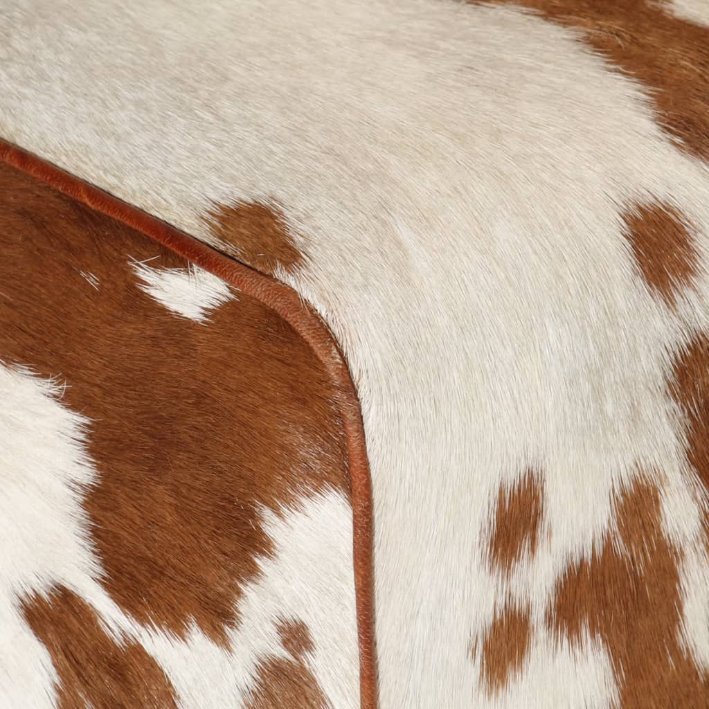 Banc marron et blanc 160x28x50 cm cuir de chèvre véritable - Imagem 4