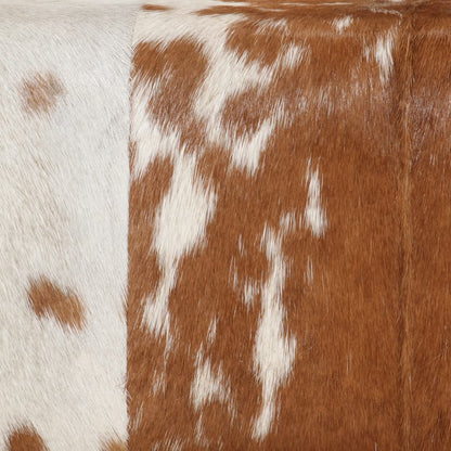Banc marron et blanc 160x28x50 cm cuir de chèvre véritable - Imagem 6