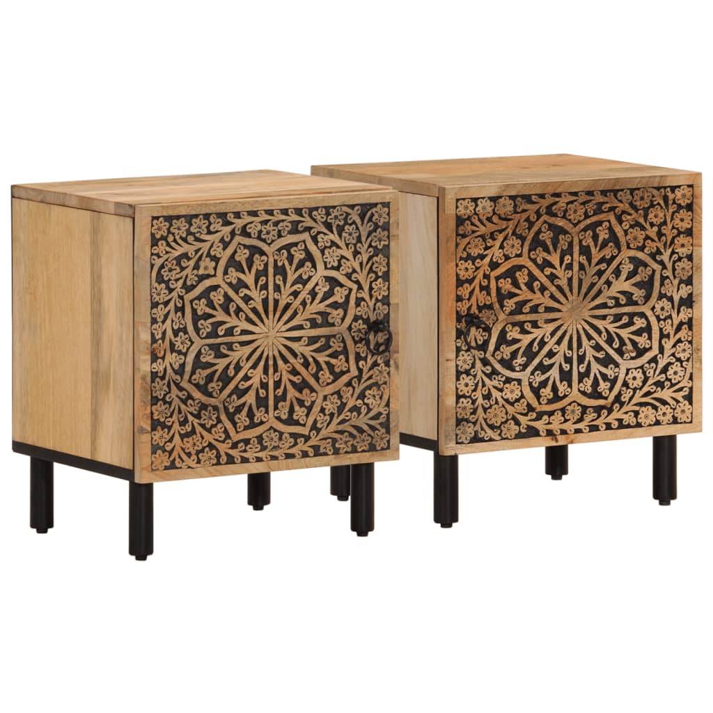 Tables de chevet 2 pcs 40x33x46 cm Bois de manguier solide - Imagem 2