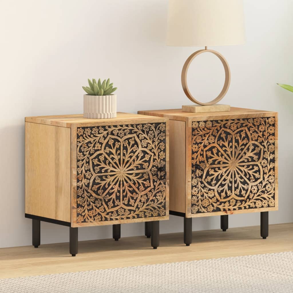 Tables de chevet 2 pcs 40x33x46 cm Bois de manguier solide - Imagem 3