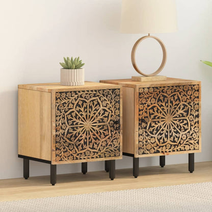 Tables de chevet 2 pcs 40x33x46 cm Bois de manguier solide - Imagem 3