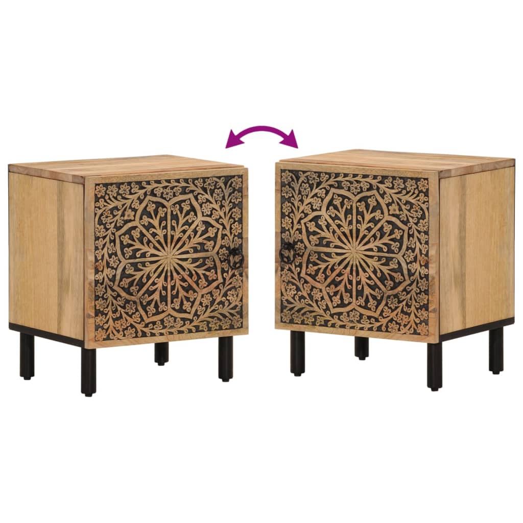Tables de chevet 2 pcs 40x33x46 cm Bois de manguier solide - Imagem 9