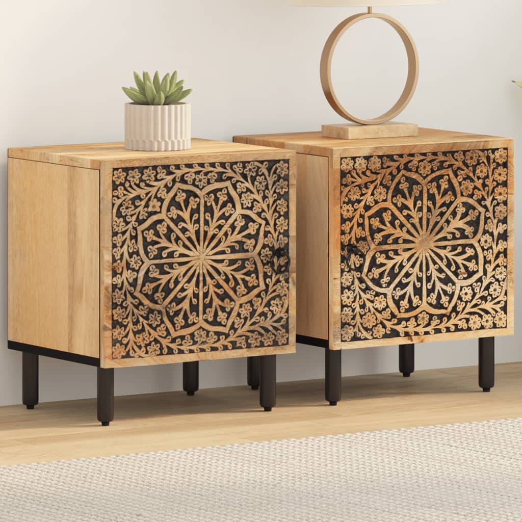 Tables de chevet 2 pcs 40x33x46 cm Bois de manguier solide - Imagem 1
