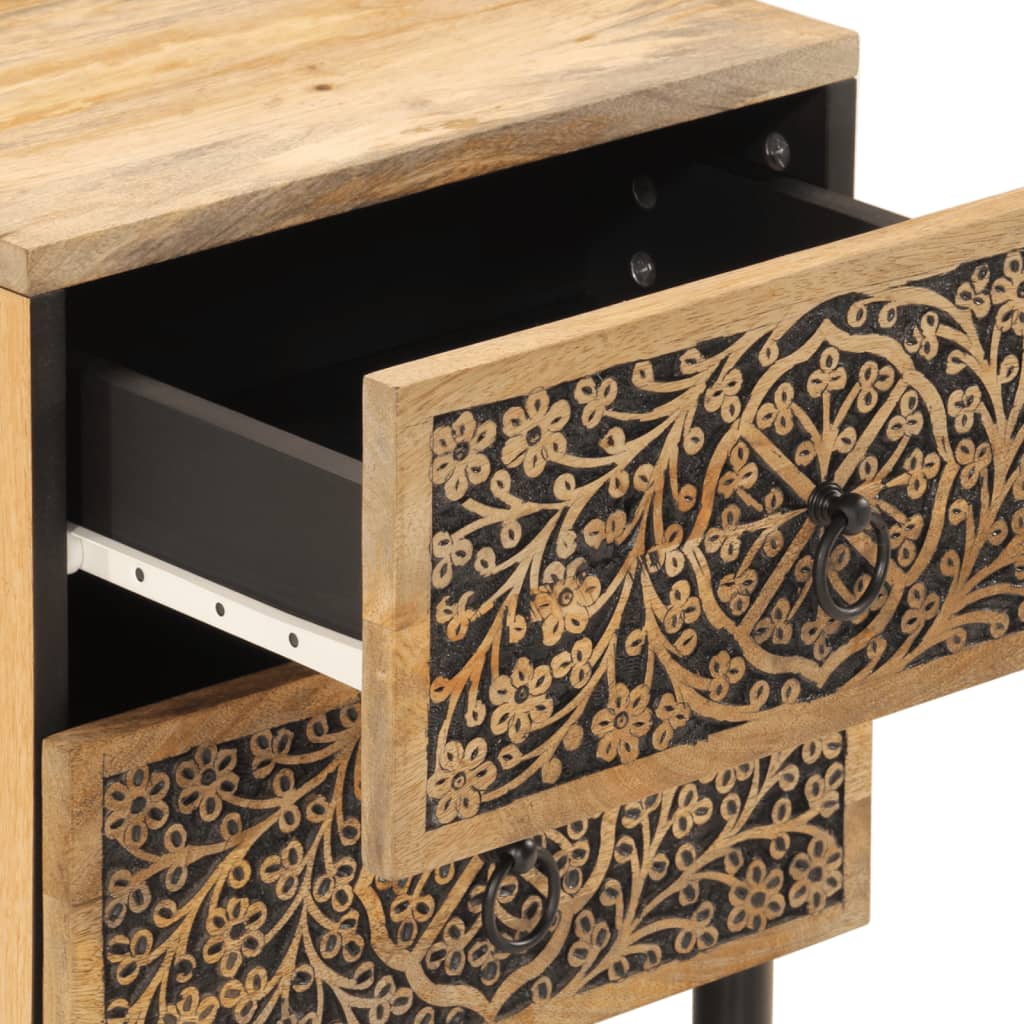 Tables de chevet 2 pcs 40x33x46 cm Bois de manguier solide - Imagem 10