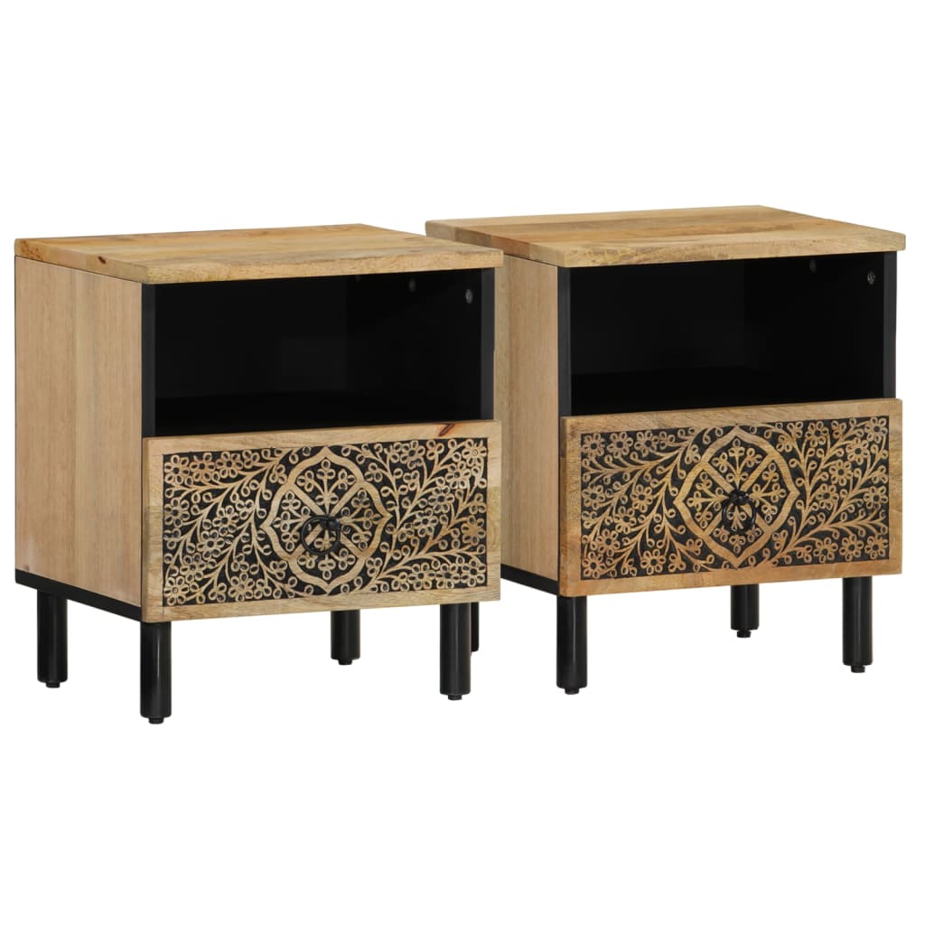 Tables de chevet 2 pcs 40x33x46 cm Bois de manguier solide - Imagem 2