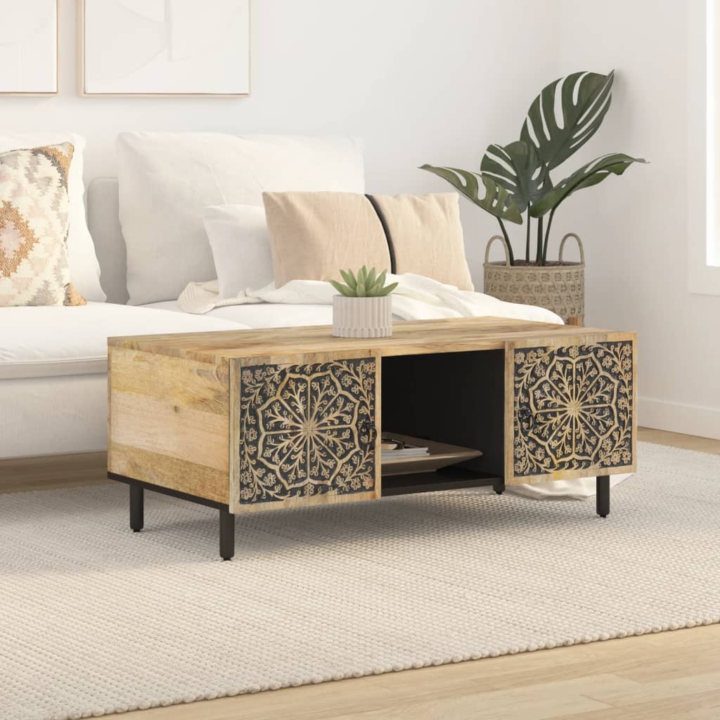 Table basse 100x54x40 cm bois de manguier massif - Imagem 3