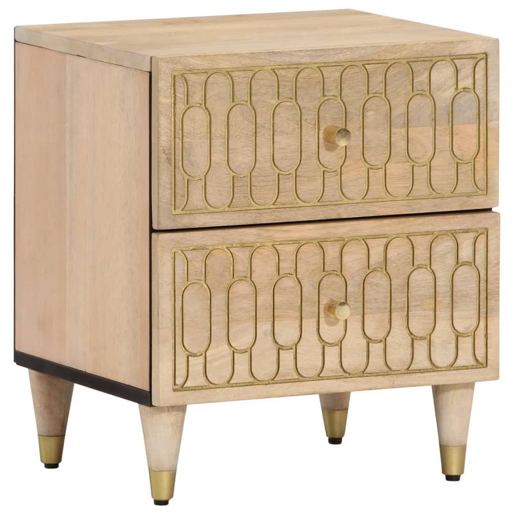 Tables de chevet 2 pcs 40x33x46 cm Bois de manguier solide - Imagem 1