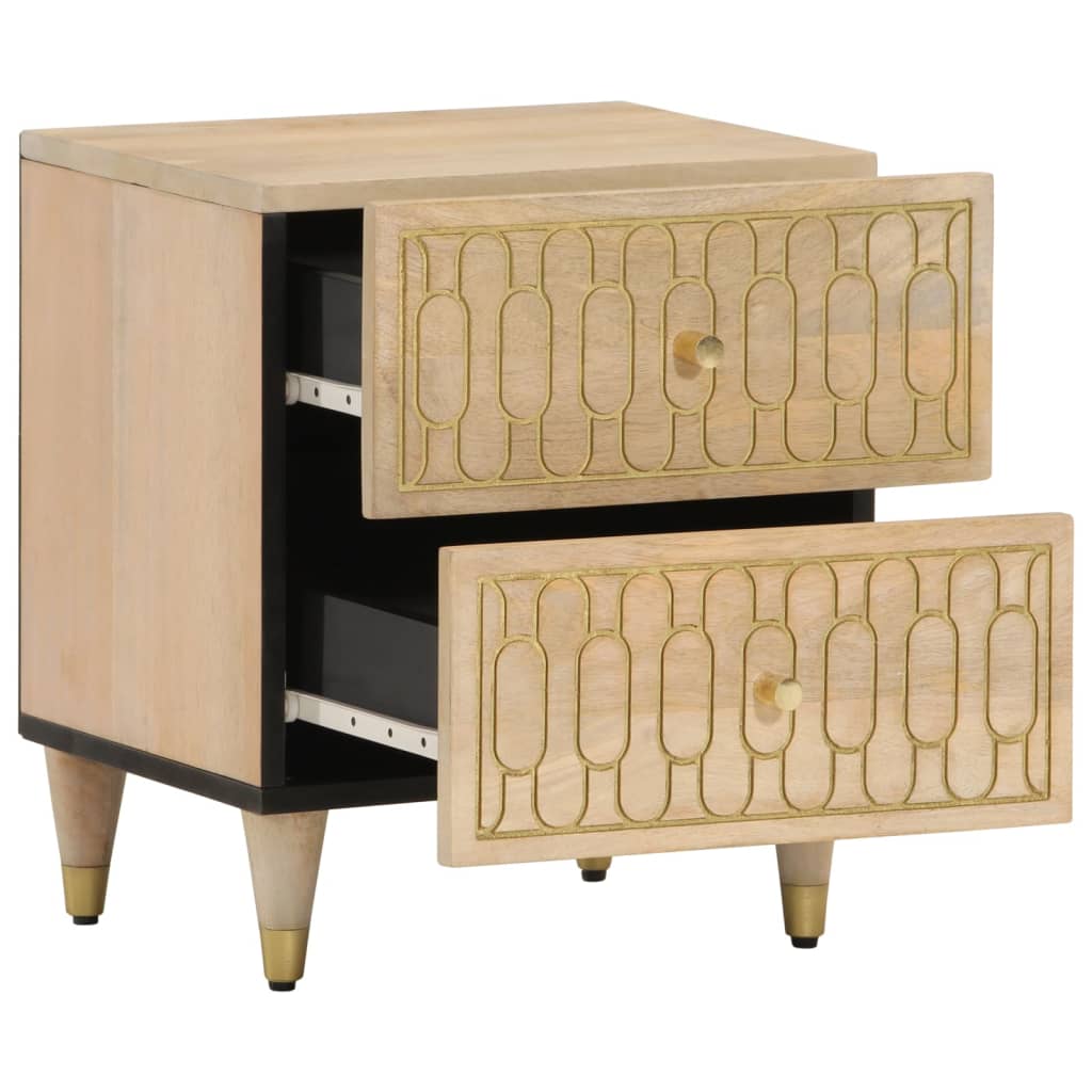 Tables de chevet 2 pcs 40x33x46 cm Bois de manguier solide - Imagem 2