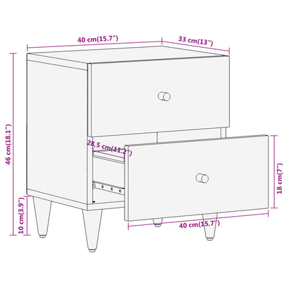 Tables de chevet 2 pcs 40x33x46 cm Bois de manguier solide - Imagem 12