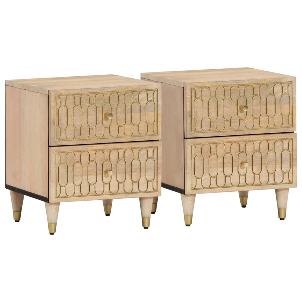 Tables de chevet 2 pcs 40x33x46 cm Bois de manguier solide - Imagem 4
