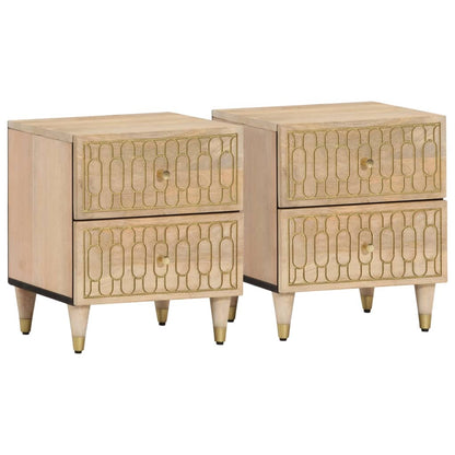 Tables de chevet 2 pcs 40x33x46 cm Bois de manguier solide - Imagem 4
