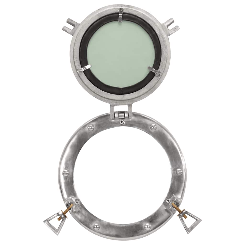 Miroir en forme de hublot mural Ø23 cm aluminium et verre - Imagem 4