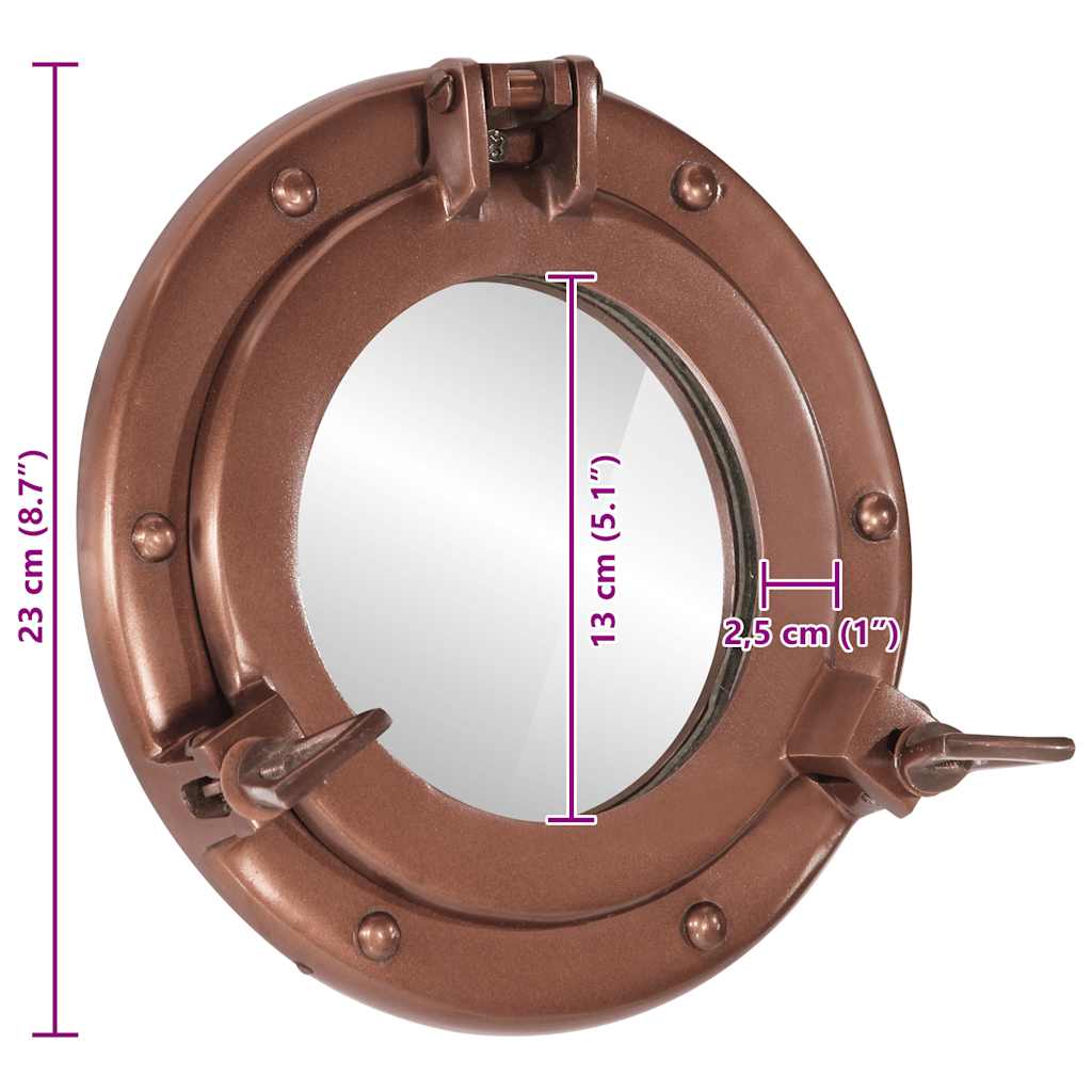 Miroir en forme de hublot mural Ø23 cm aluminium et verre - Imagem 14