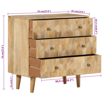 Armoire à tiroirs 70x35x70 cm bois massif de manguier - Imagem 10