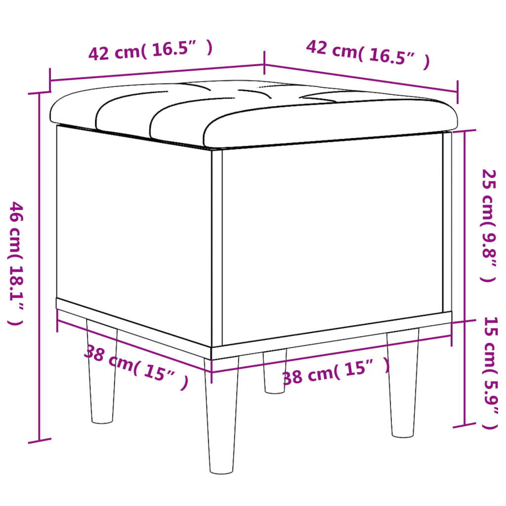 Banc de rangement  42x42x46 cm bois d'ingénierie - Imagem 10