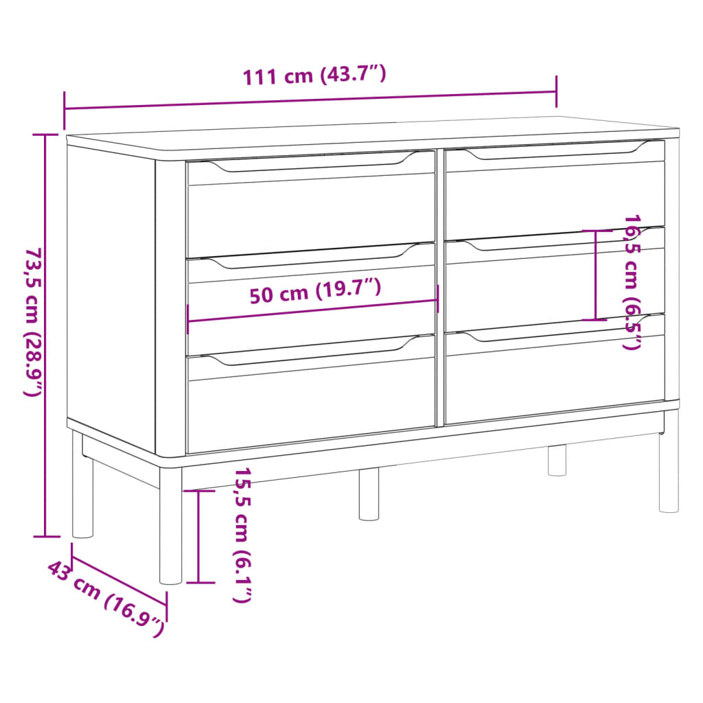 Commode FLORO  bois de pin massif - Imagem 10