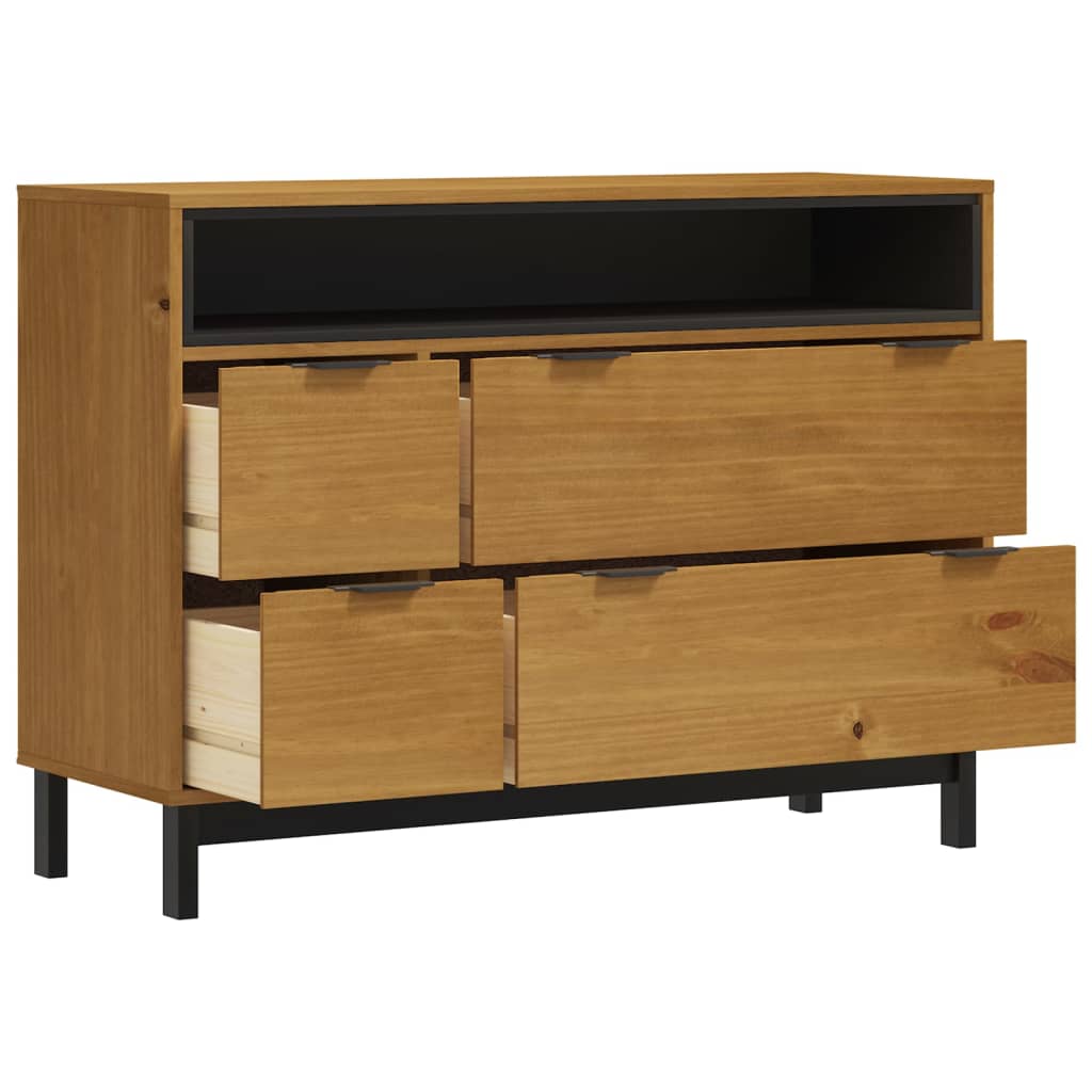 Commode FLAM 110x40x80 cm bois de pin massif - Imagem 4