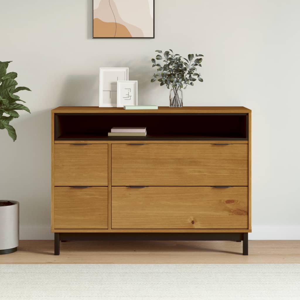 Commode FLAM 110x40x80 cm bois de pin massif - Imagem 1