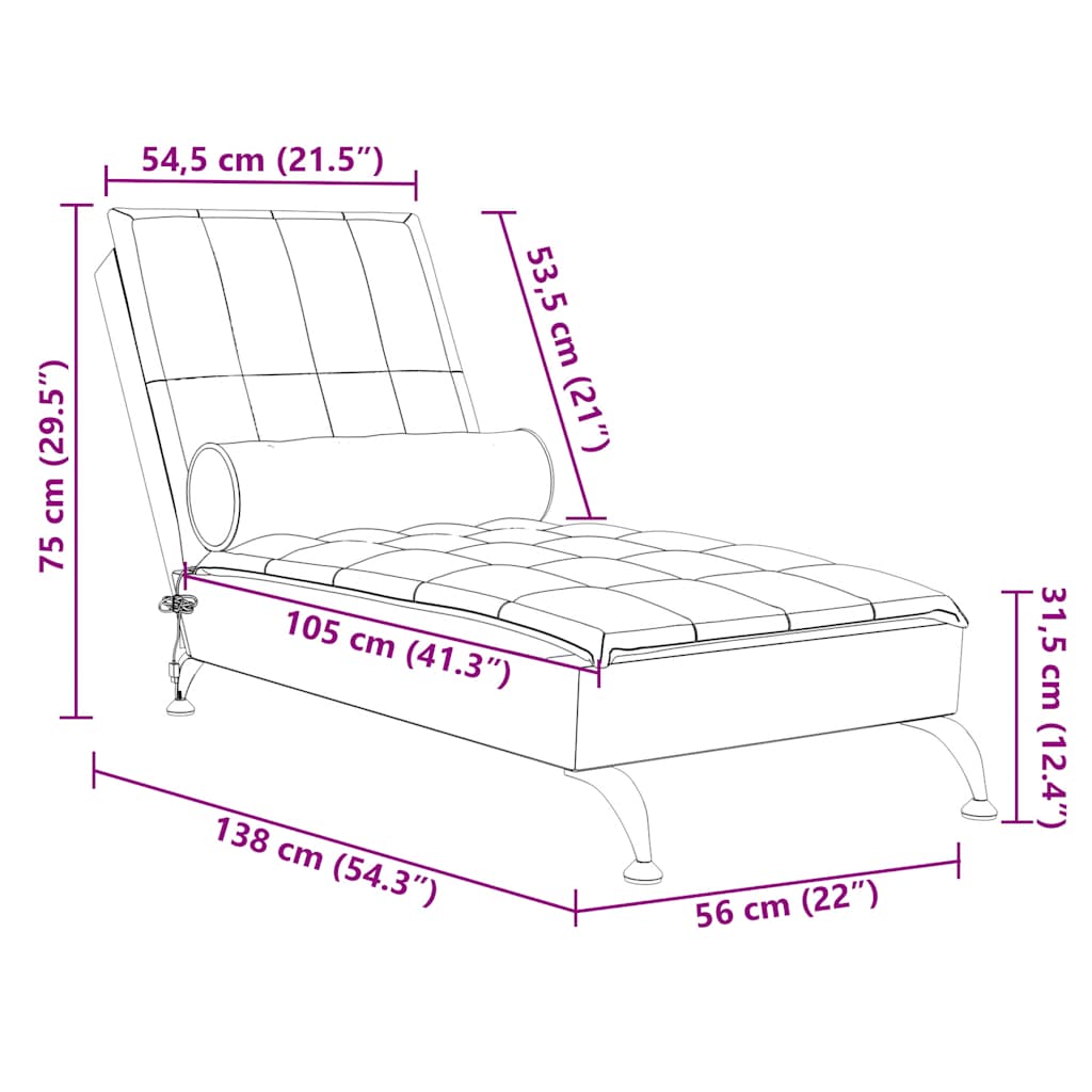 Chaise longue de massage avec traversin  tissu - Imagem 10