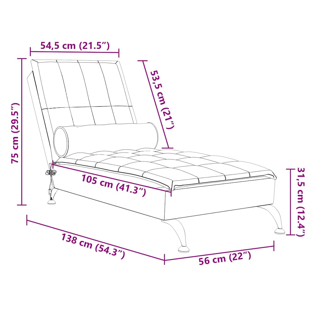 Chaise longue de massage avec traversin  tissu - Imagem 10