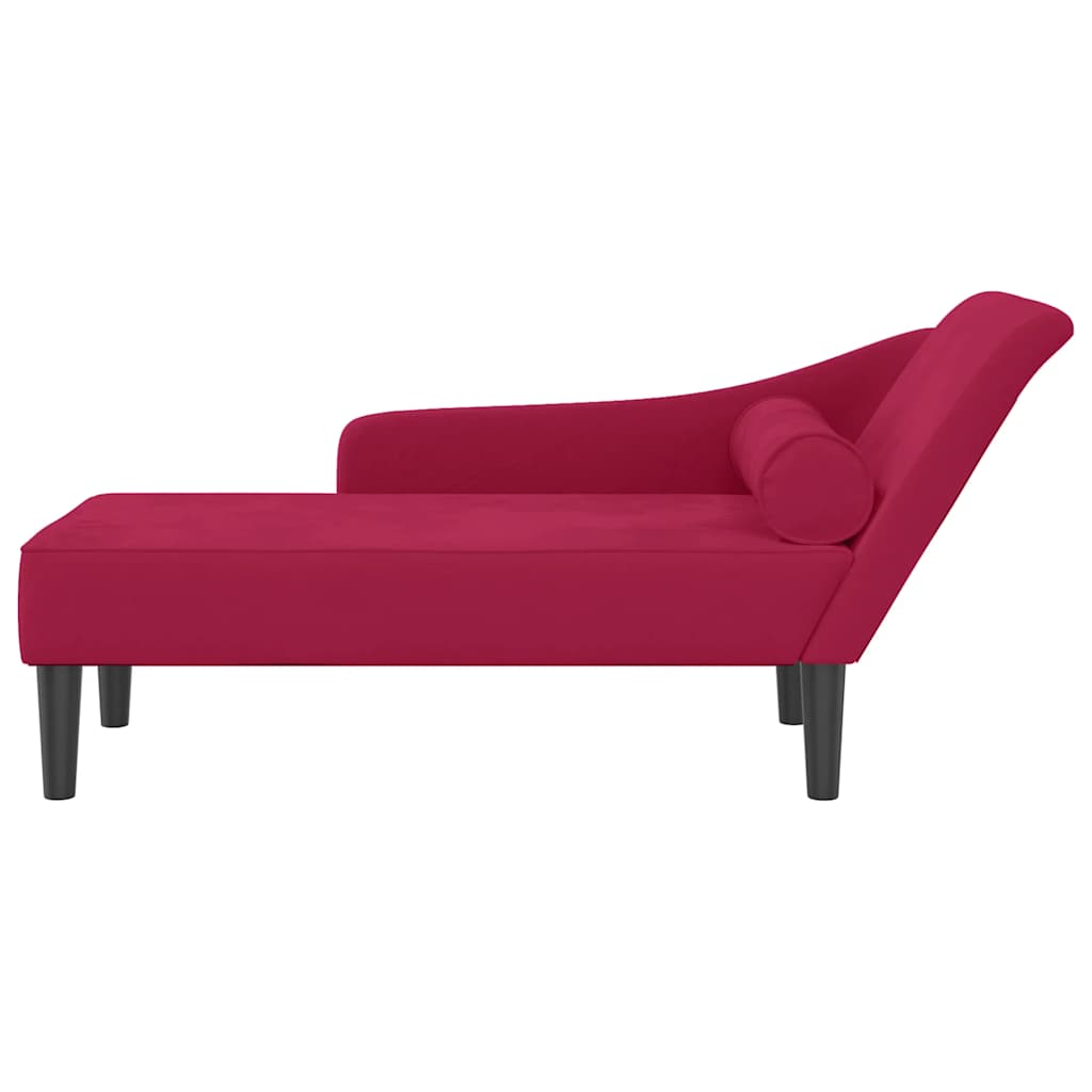 Chaise longue avec coussins  bordeaux velours - Imagem 3