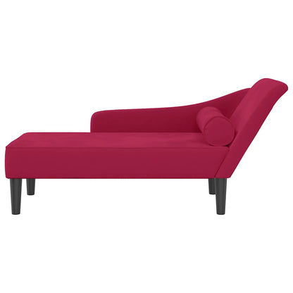 Chaise longue avec coussins  bordeaux velours - Imagem 3
