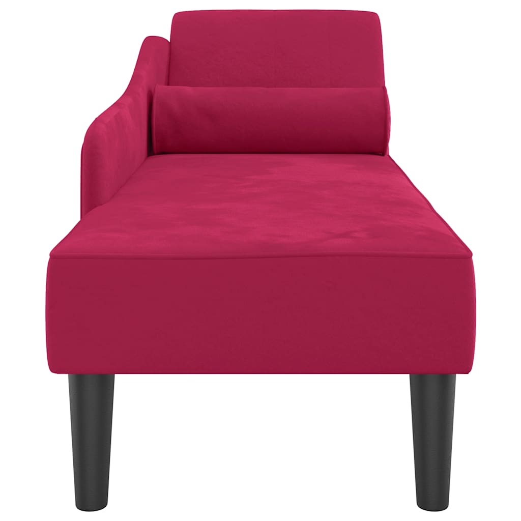 Chaise longue avec coussins  bordeaux velours - Imagem 4