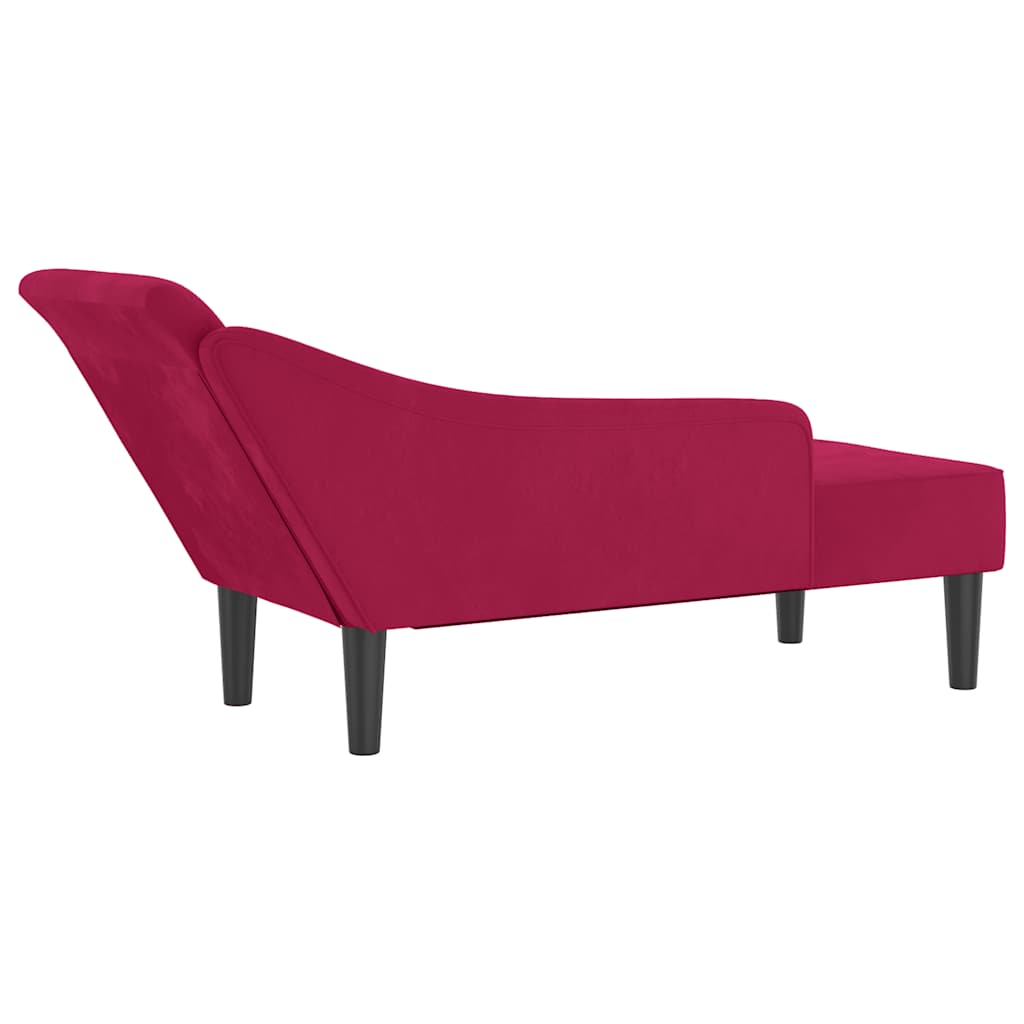 Chaise longue avec coussins  bordeaux velours - Imagem 5