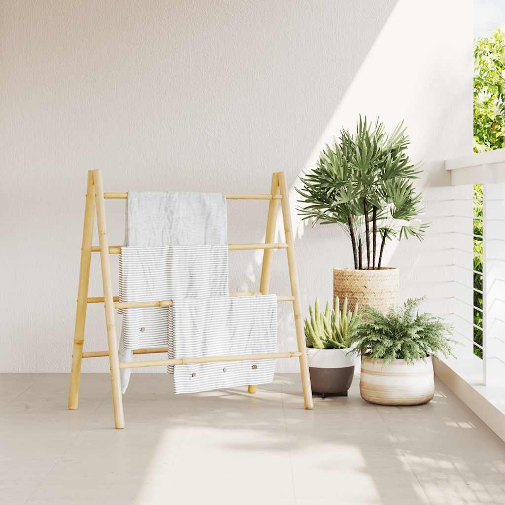 Échelle à serviettes double avec 4 échelons 90x50x100 cm bambou - Imagem 3