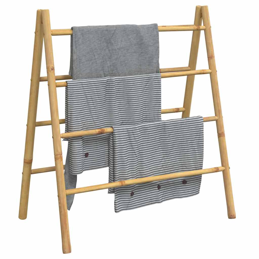 Échelle à serviettes double avec 4 échelons 90x50x100 cm bambou - Imagem 4