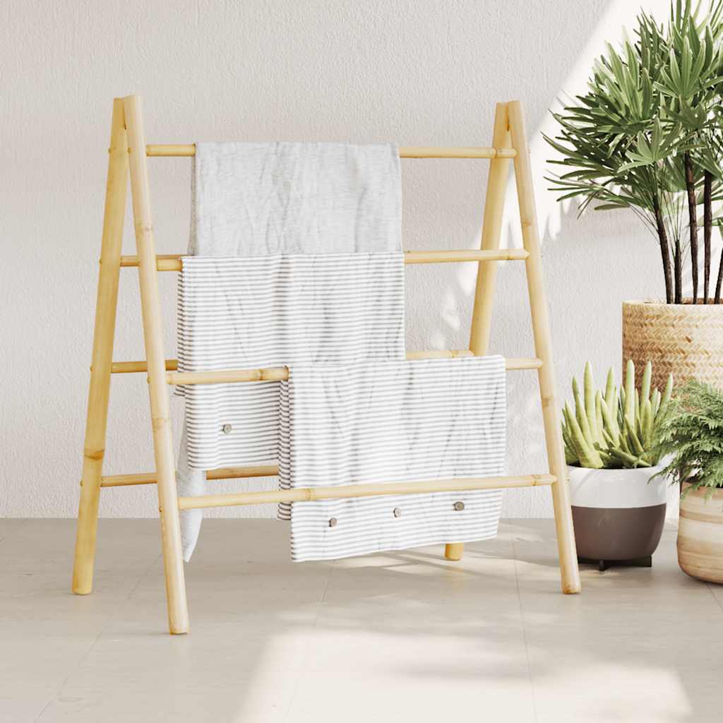 Échelle à serviettes double avec 4 échelons 90x50x100 cm bambou - Imagem 1