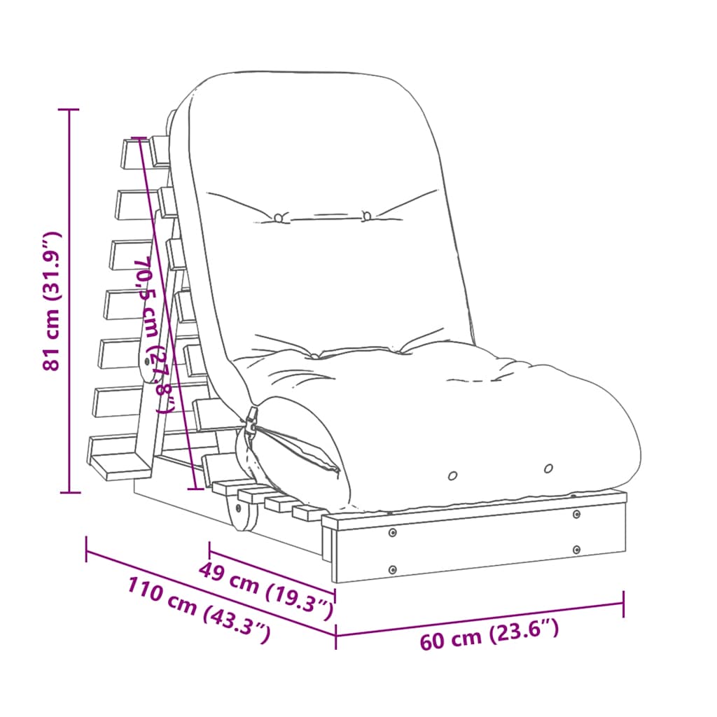Canapé-lit futon - Style scandinave - Bois de pin massif - Sensuri Maison