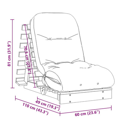 Canapé-lit futon - Style scandinave - Bois de pin massif - Sensuri Maison