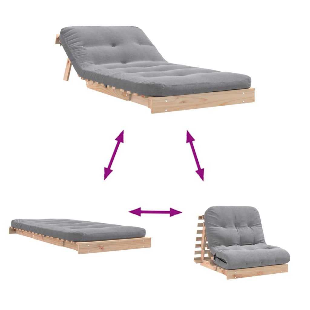 Canapé-lit futon - Style scandinave - Bois de pin massif - Sensuri Maison