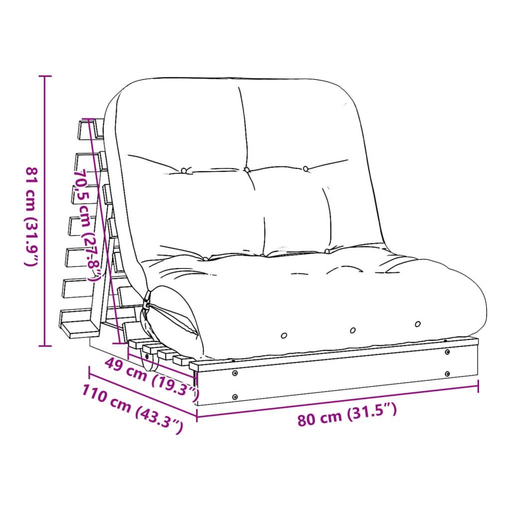 Canapé-lit futon - Style scandinave - Bois de pin massif - Sensuri Maison