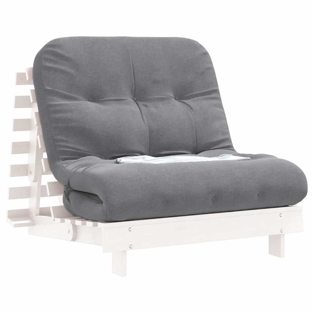 Canapé-lit futon avec matelas 90x206x11 cm bois massif de pin - Imagem 4