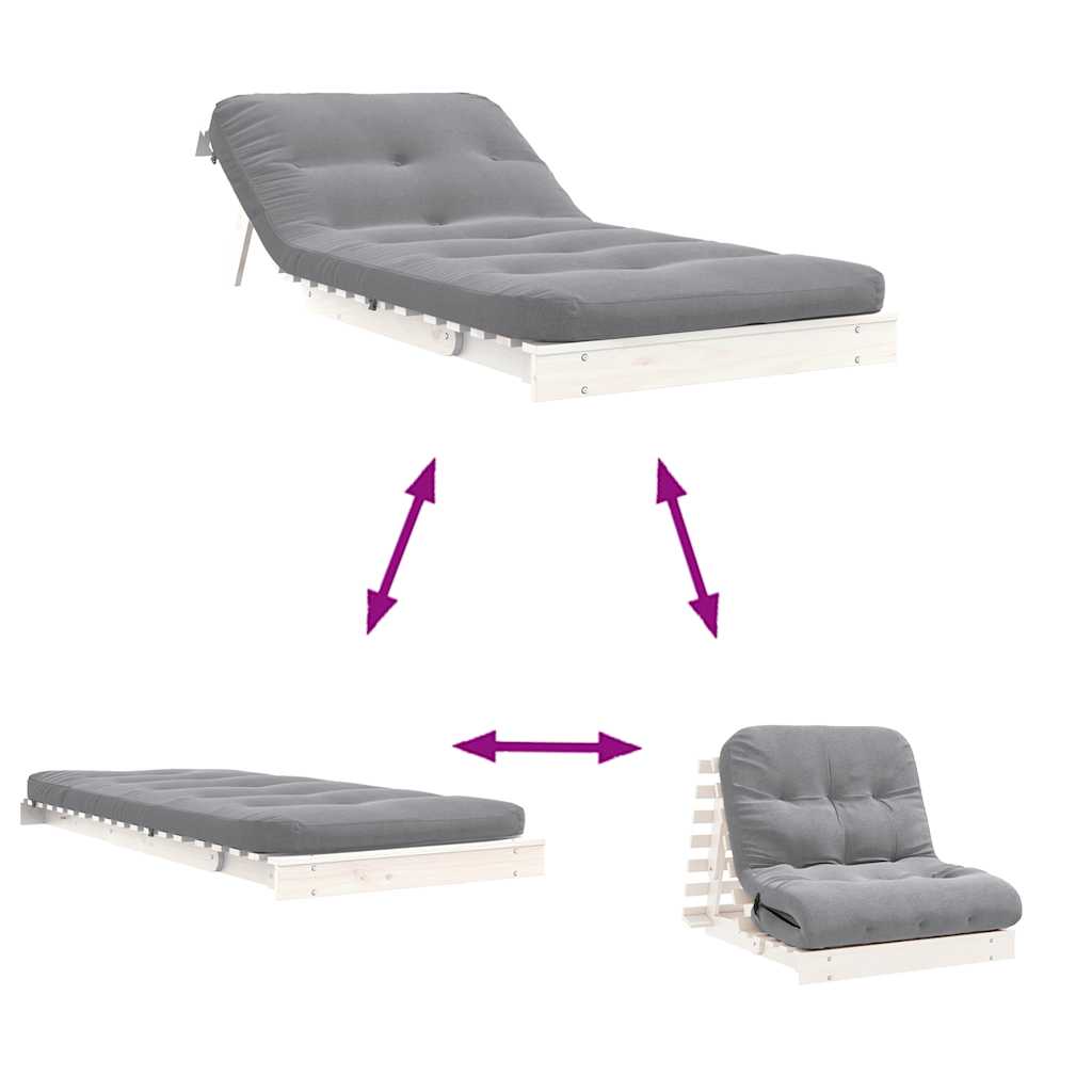 Canapé-lit futon avec matelas 90x206x11 cm bois massif de pin - Imagem 8