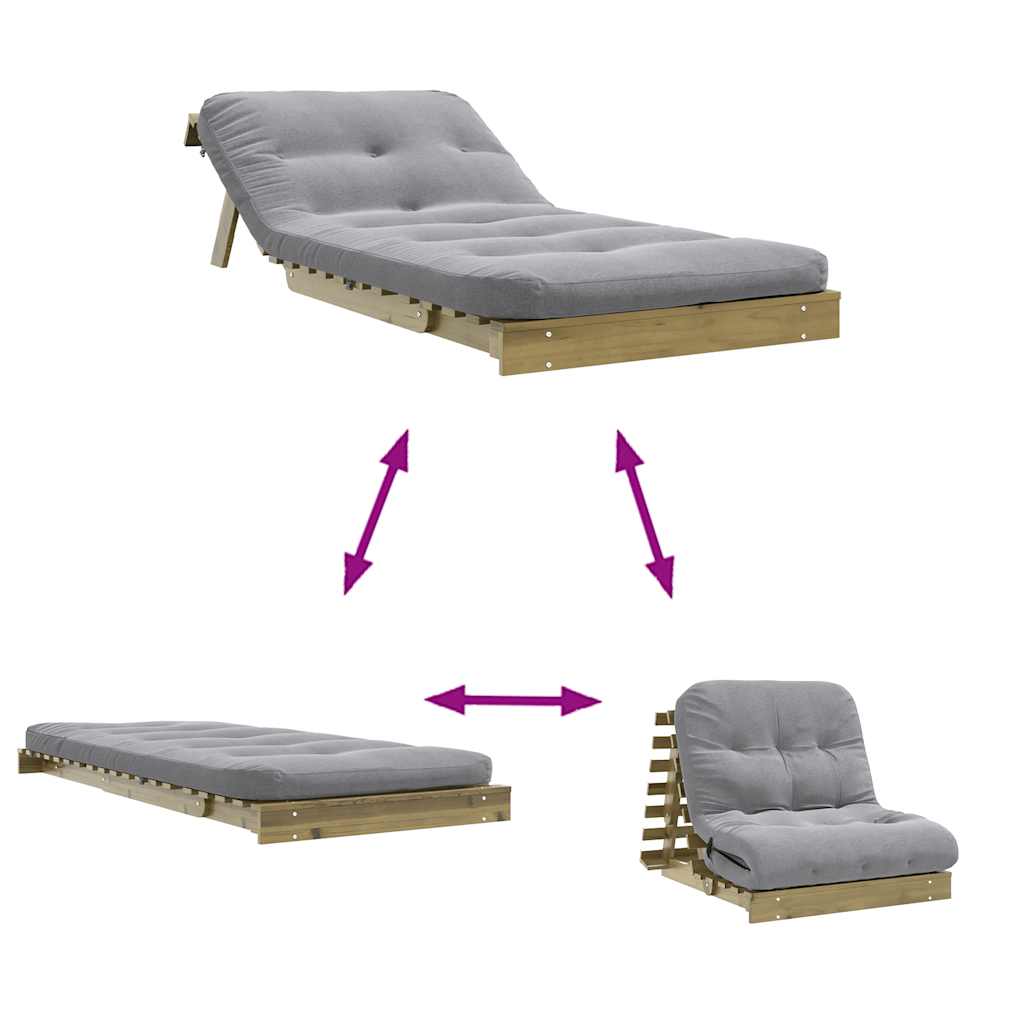 Canapé-lit futon - Style scandinave - Bois de pin massif - Sensuri Maison