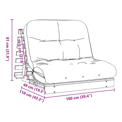 Canapé-lit futon - Style scandinave - Bois de pin massif - Sensuri Maison