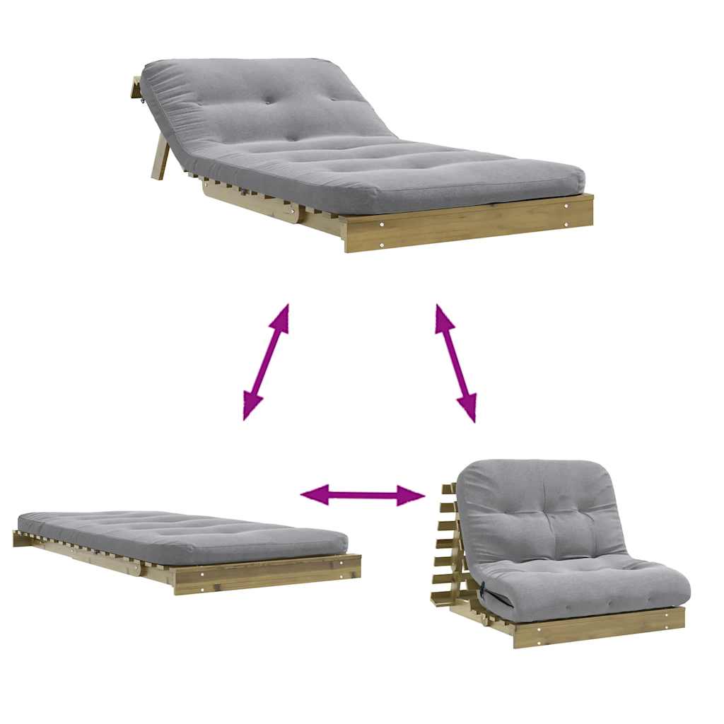 Canapé-lit futon - Style scandinave - Bois de pin massif - Sensuri Maison