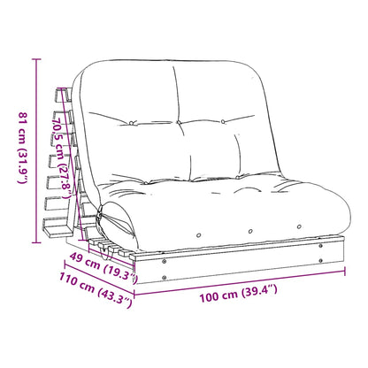 Canapé-lit futon - Style scandinave - Bois de pin massif - Sensuri Maison