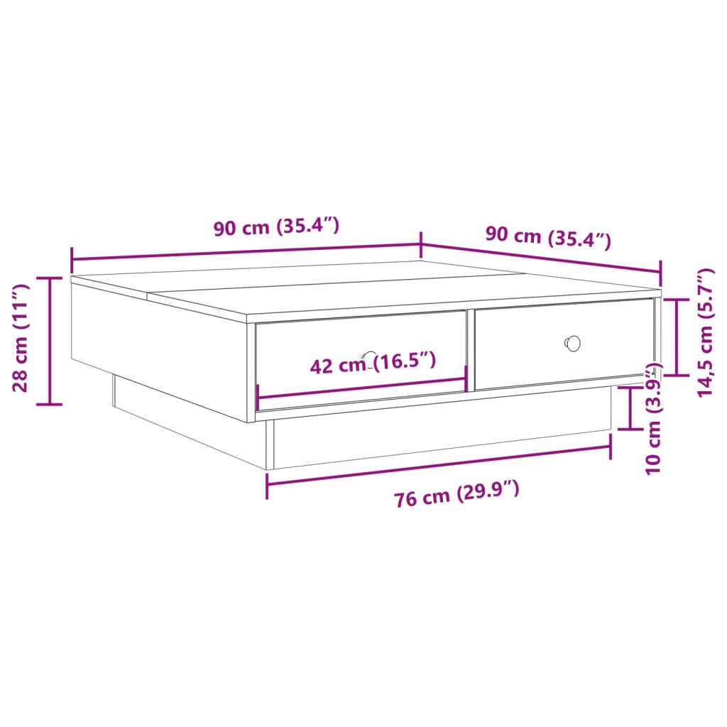 Table basse  90x90x28 cm Aggloméré - Imagem 10