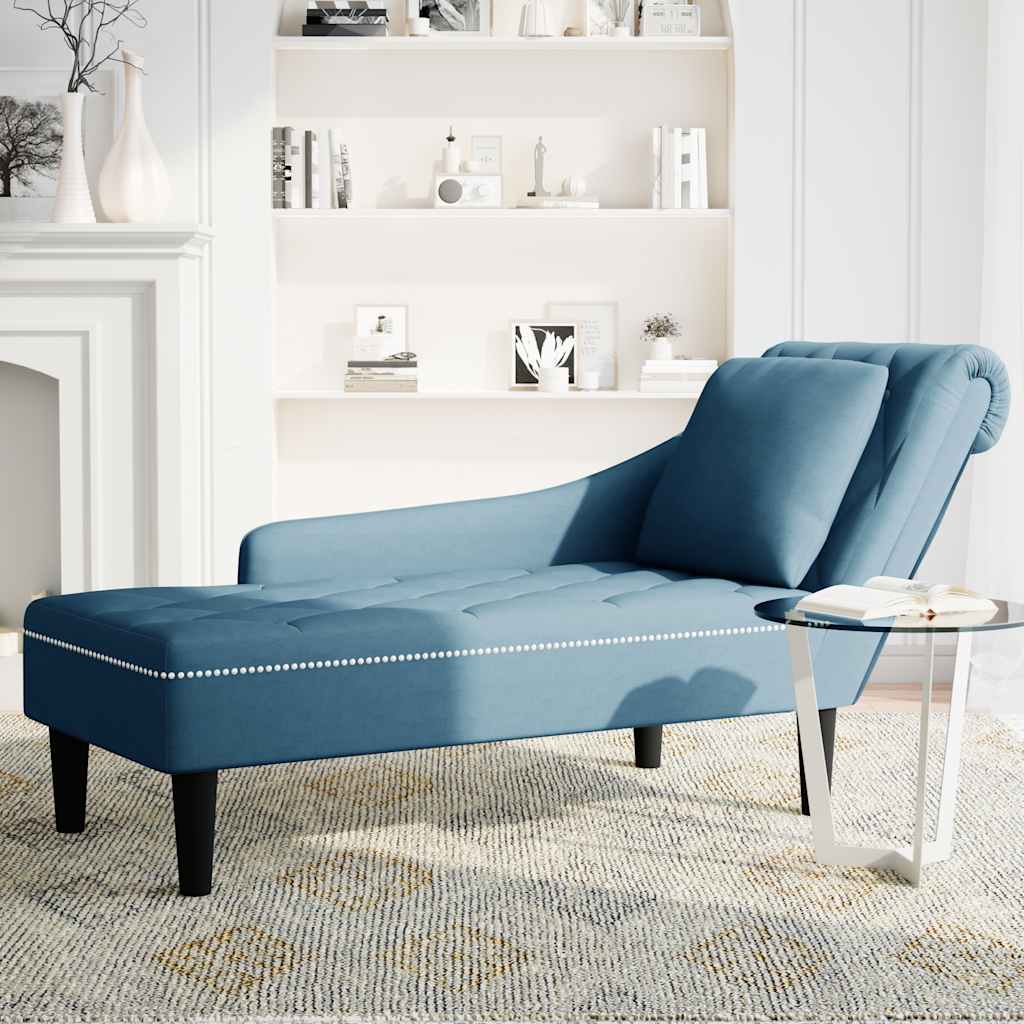 Fauteuil long avec coussin et accoudoir droit  velours - Imagem 3