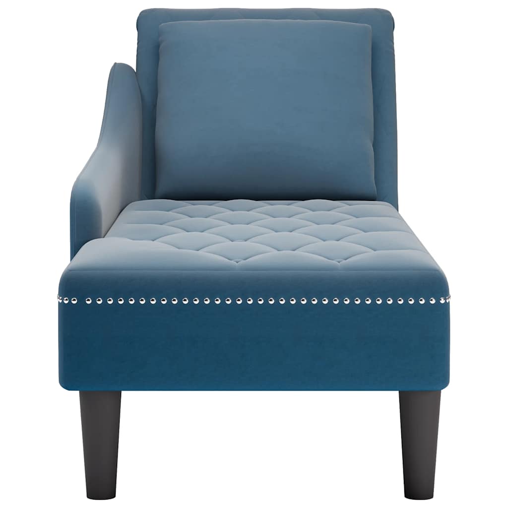 Fauteuil long avec coussin et accoudoir droit  velours - Imagem 4