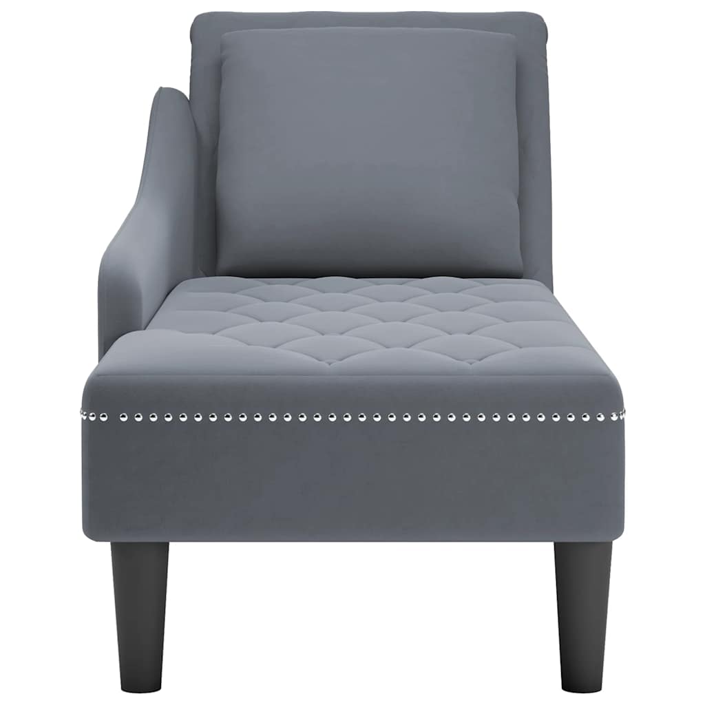 Fauteuil long avec coussin et accoudoir droit  velours - Imagem 13